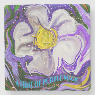A hint of purple Magic - Flower power Stone Coaster