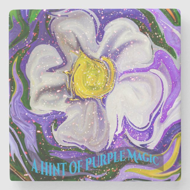 A hint of purple Magic - Flower power Stone Coaster (Front)