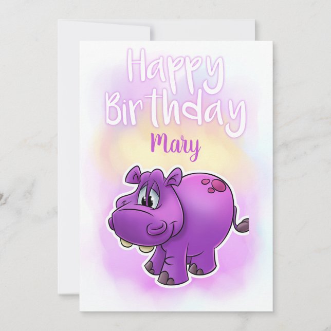 A Hippo Happy Birthday Card (Front)