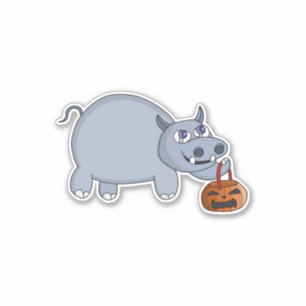 A Hippo with a Pumpkin Bag