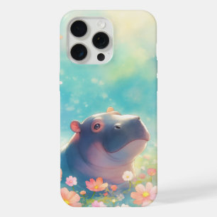 A Hippopotamus in Floral Bloom iPhone 15 Pro Max Case