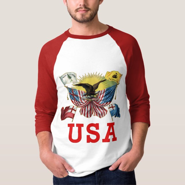 A History of American Flags on a Tshirt (Front)