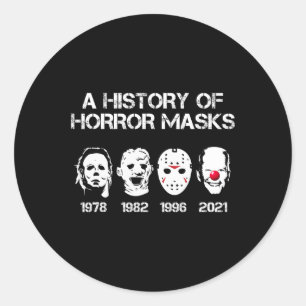 A History Of Horror Masks Halloween Fun Costume An Classic Round Sticker