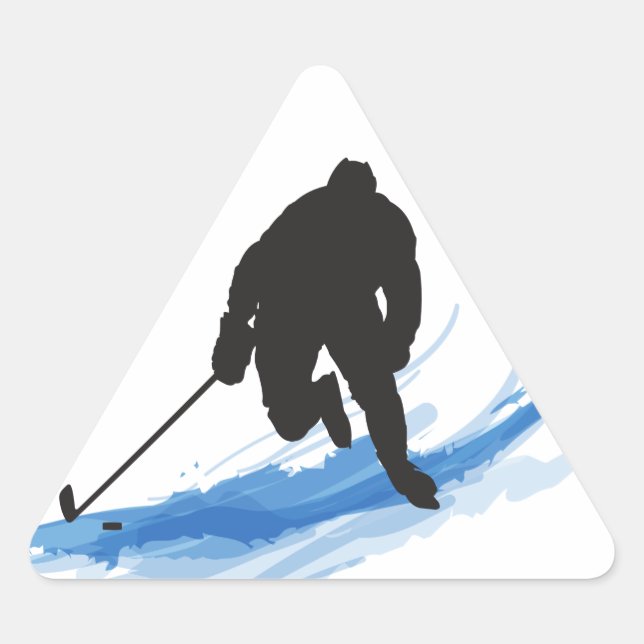 A Hockey Player on ice Triangle Sticker (Front)