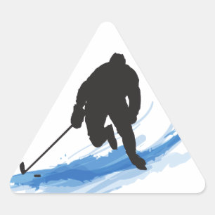 A Hockey Player on ice Triangle Sticker
