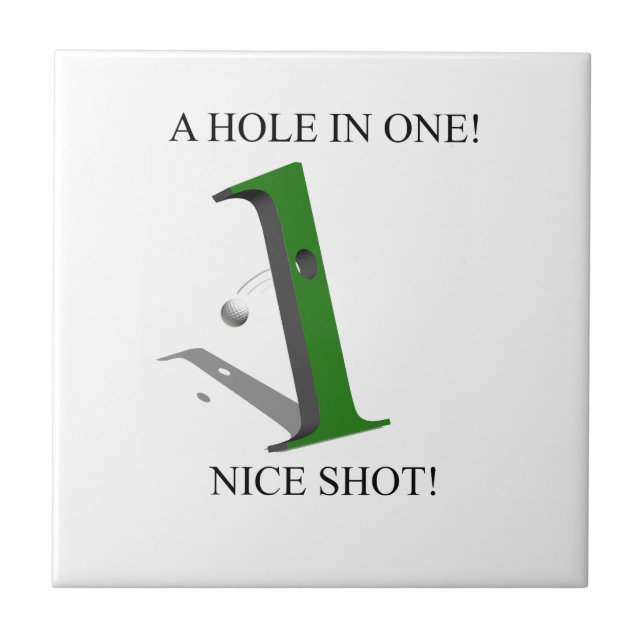 A Hole In One Golf Ball Ceramic Tile (Front)