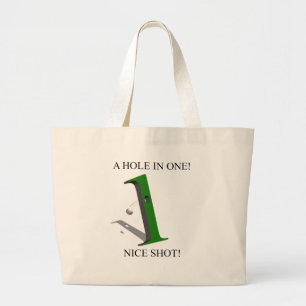 A Hole In One Golf Ball Large Tote Bag