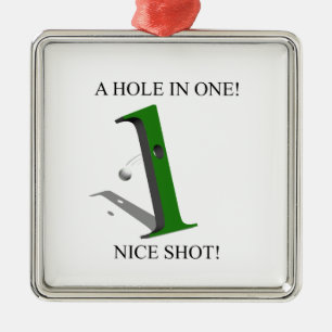A Hole In One Golf Ball Metal Ornament