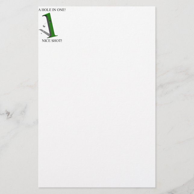 A Hole In One Golf Ball Stationery (Front)