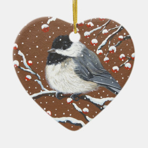 A Holiday Chickadee Ceramic Tree Decoration