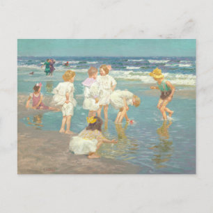 A Holiday -Kids on Beach ,Famous Painting Postcard