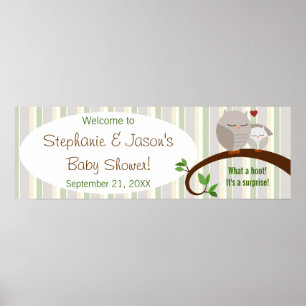 A Hoot Of A Baby Shower Brown Owls Banner Poster