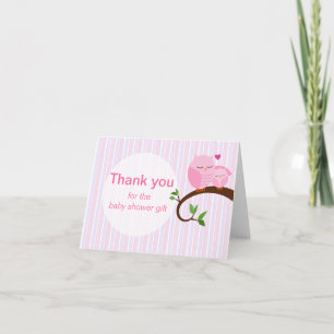 A Hoot Of A Baby Shower Pink Owls Thank You Card