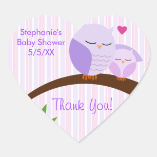 A Hoot Of A Baby Shower Purple Heart Sticker