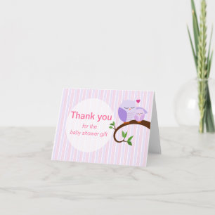 A Hoot Of A Baby Shower Purple Owls Thank You Card
