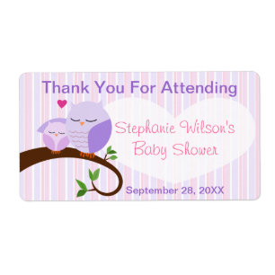 A Hoot Of A Baby Shower Purple & Pinks Favour Labe