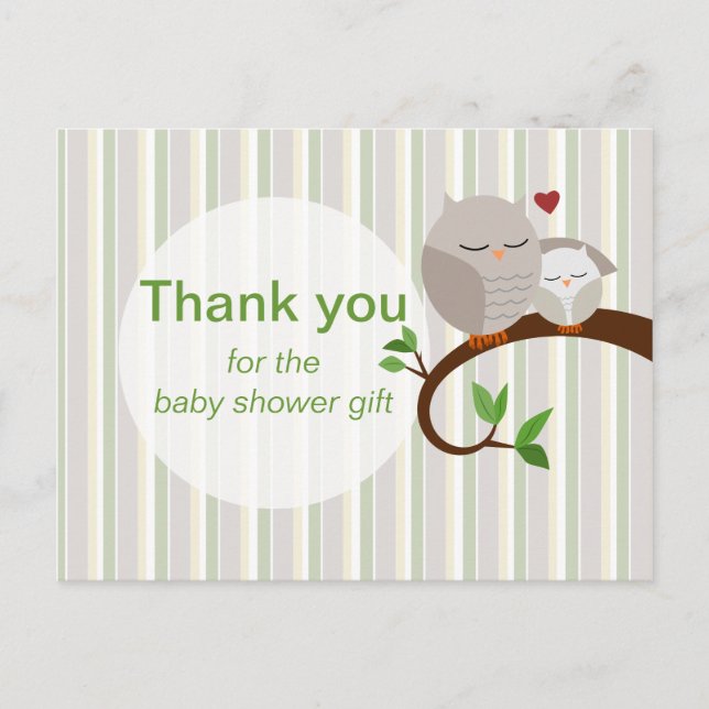A Hoot Of An Owl Baby Shower Thank You Postcard (Front)