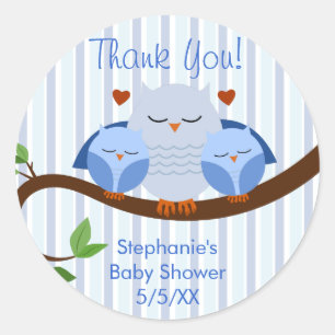 A Hoot Twins Blue Owls Classic Round Sticker