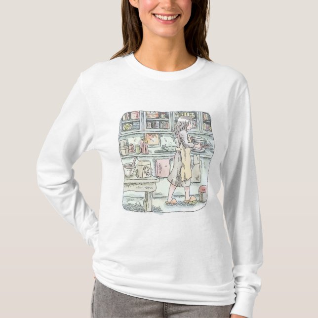 a horizontal illustration of a woman in an apron c T-Shirt (Front)
