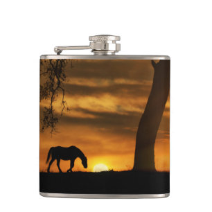 A Horse And Oak Tree Fine Art Flask