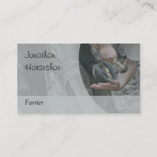 A horse being shod, grey version business card