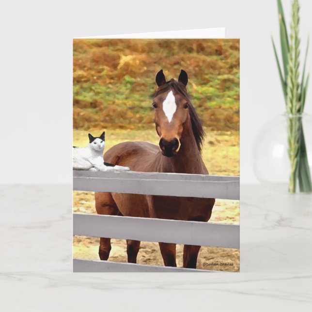 "A Horse & Her Cat" Greeting Card (Front)