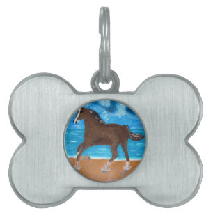 a Horse on the Beach Pet Name Tag