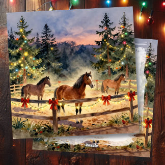 A Horse Ranch Country Christmas Holiday Card
