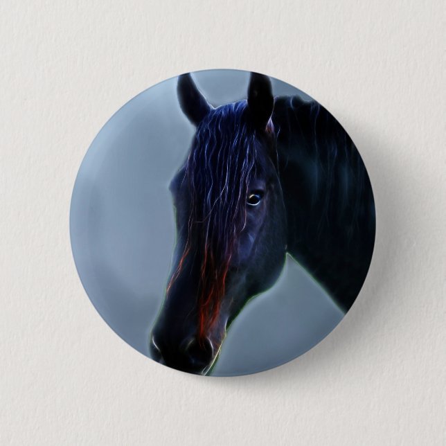 A horses curiosity 6 cm round badge (Front)