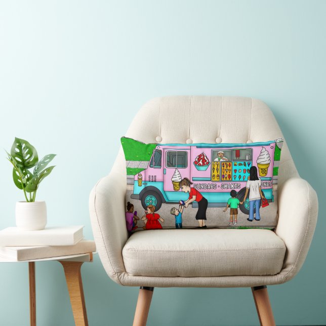 A Hot Summer Day | A Whimsical Illustration Lumbar Cushion (Chair)