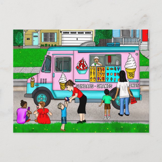 A Hot Summer Day | A Whimsical Illustration Postcard (Front)