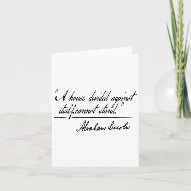 A House Divided Against Itself Cannot Stand Abraha Card (Front)