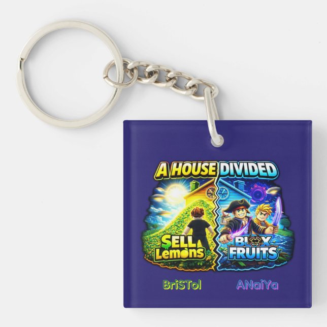 A House Divided Sell Lemons vs Blox Fruits Key Ring (Front)