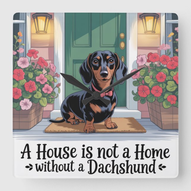 A House Is Not A Home Without A Dachshund Square Wall Clock (Front)