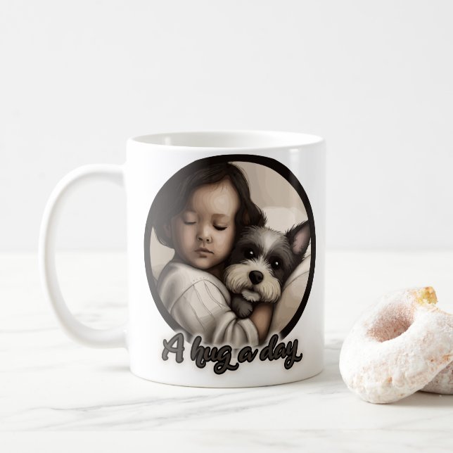 A Hug a Day Coffee Mug (With Donut)
