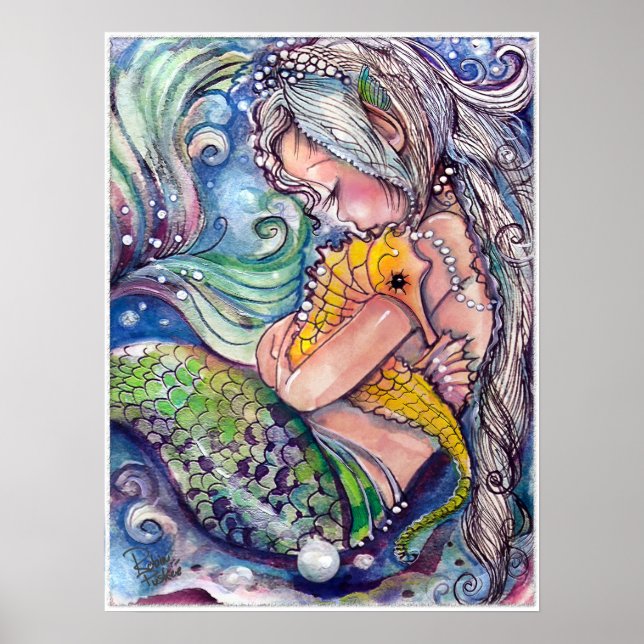 A hug a day, Mermaid and Seahorse Poster (Front)