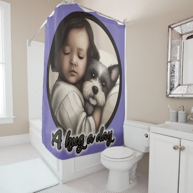 A Hug a Day Shower Curtain (In Situ)