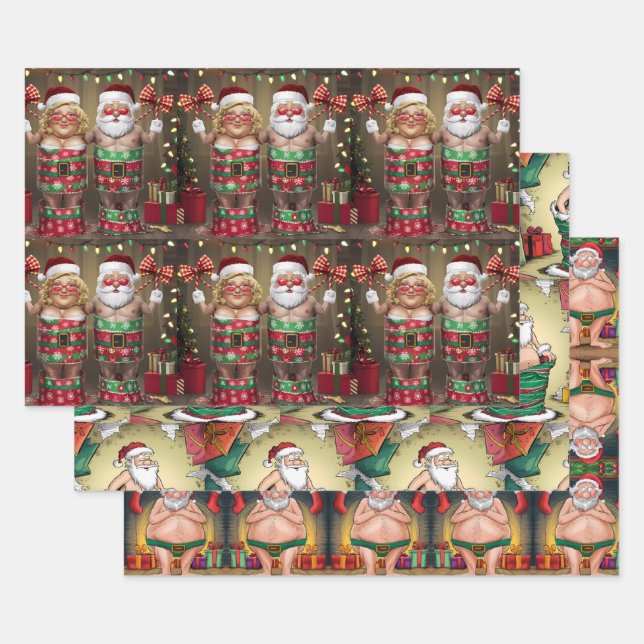 A humorous and unconventional depiction of a funny wrapping paper sheet (Set)