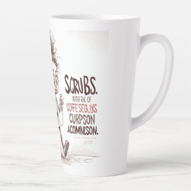  A Humourous Sketch on Healthcare Burnout Latte Mug (Right)