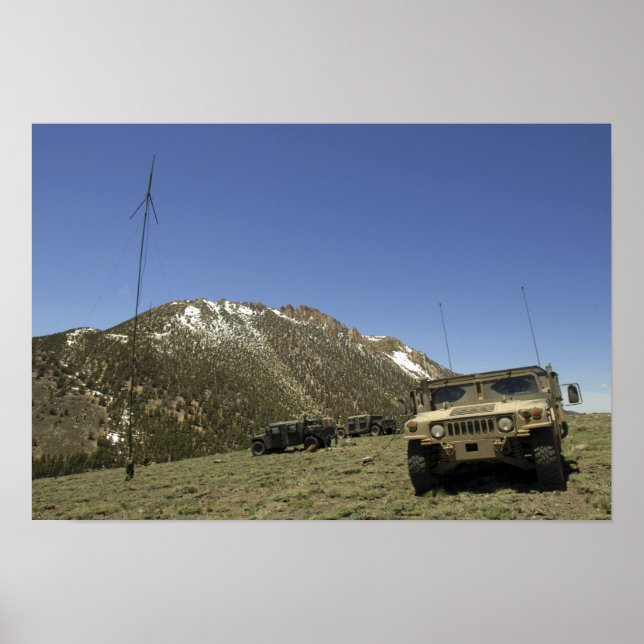 A Humvee is parked at the re-transmitting site Poster (Front)