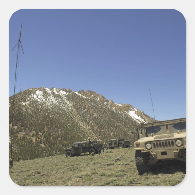 A Humvee is parked at the re-transmitting site Square Sticker (Front)