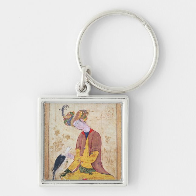 A Hunter Stroking his Falcon Key Ring (Front)