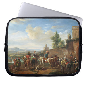 A Hunting Party by a Country House (oil on canvas) Laptop Sleeve