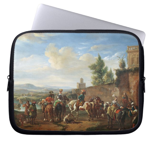 A Hunting Party by a Country House (oil on canvas) Laptop Sleeve (Front)