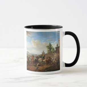 A Hunting Party by a Country House (oil on canvas) Mug