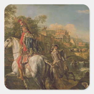 A Hussar on horseback, 1773 Square Sticker
