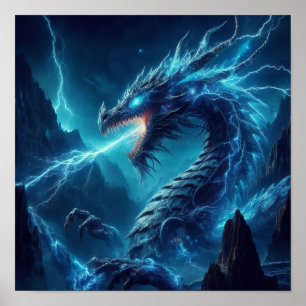 A.I. Blue Dragon Lightning Breath Poster