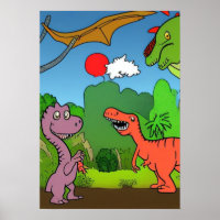 A.I. cartoon dinosaur's at play, fun