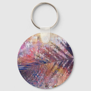 A.I. enhanced photo, beautiful leaf in nature Key Ring