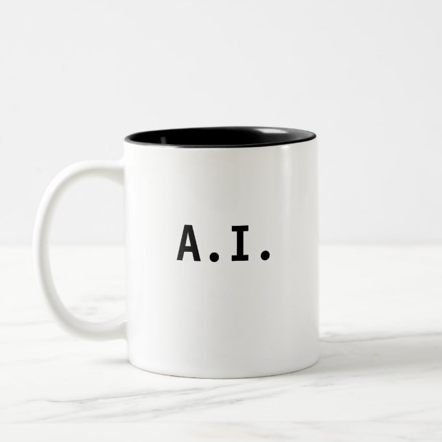 "A.I. Mug" - All of my Intelligence is Artificial Two-Tone Coffee Mug (Left)